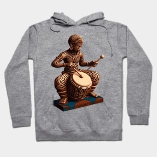 Afrocentric Man Wooden Carving Drums Hoodie